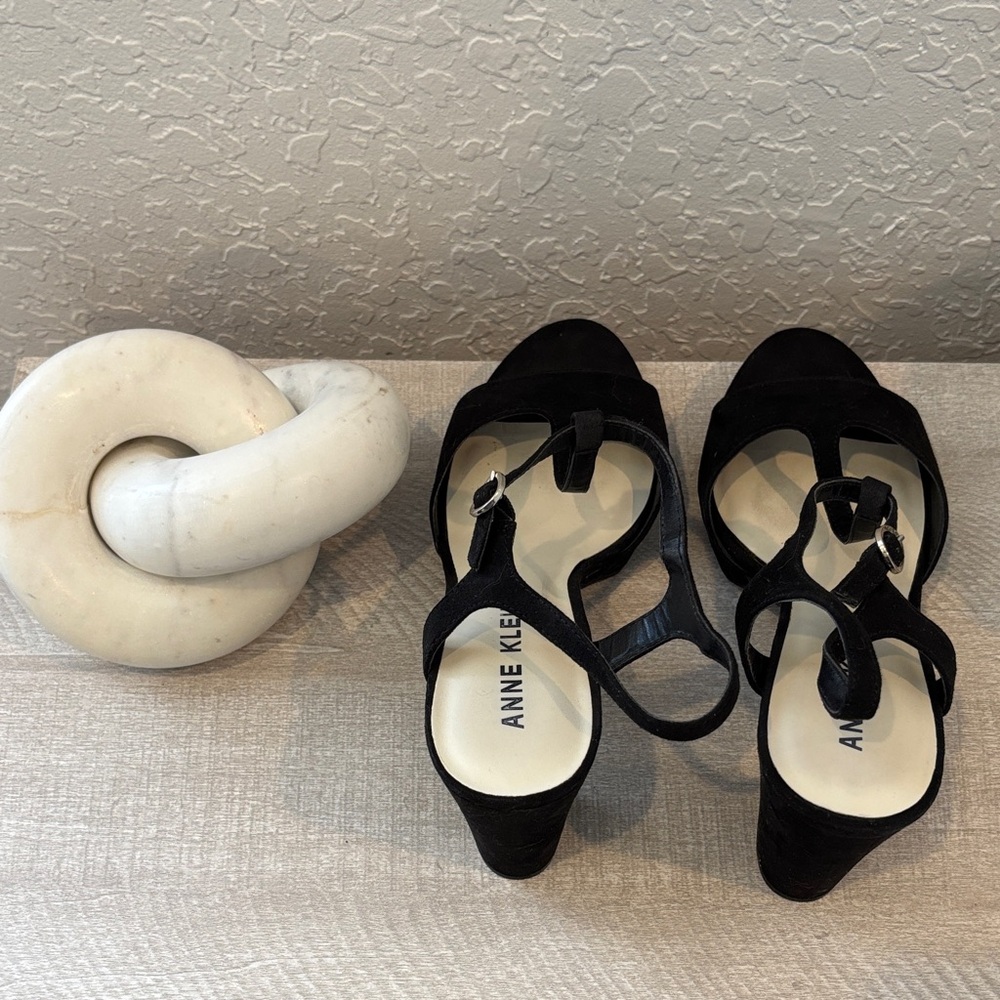 Anne Klein Black Strappy Heels
